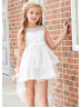 Lovely Ivory Embroidery Lace Tulle High Low Flower Girl Dress